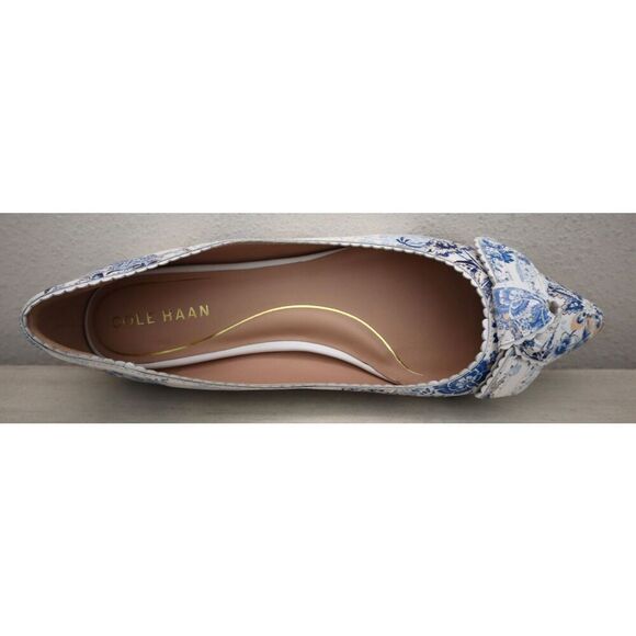 Cole Haan W29290 Women's Sz 8.5B Peacock Blue Print Bellport Bow Skimmer Flats - Picture 5 of 10